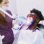 patient getting teeth whitening in swift current