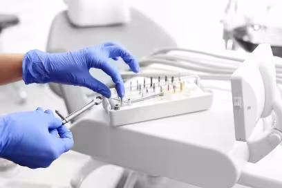 endodontics homepage image dental tools on a table
